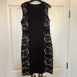 J CREW sleeveless dress with lace side detail. Back zip & slit. Fully lined.